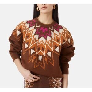 NEW SUNCOO pavarel sweater top in choco multi